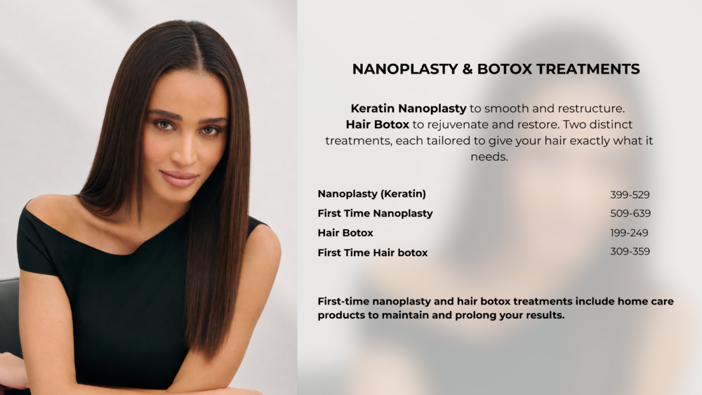 Franck Provost Menu of Services and Prices in Sydney and Melbourne hair salons - Luxury Keratin Nanoplasty & Hair Botox Treatments