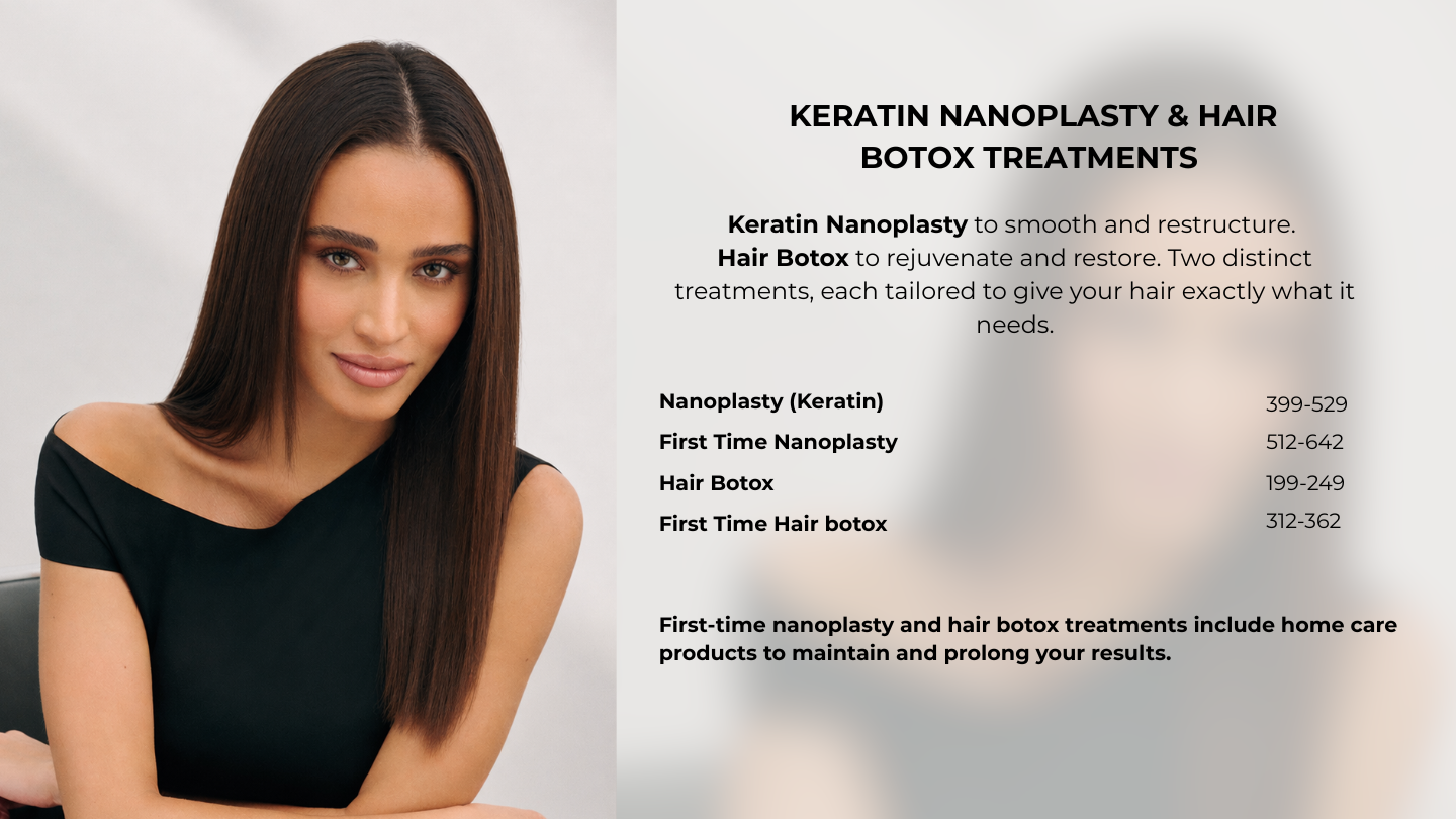 Franck Provost Menu of Services and Prices in Sydney and Melbourne hair salons - Luxury Keratin Nanoplasty & Hair Botox Treatments